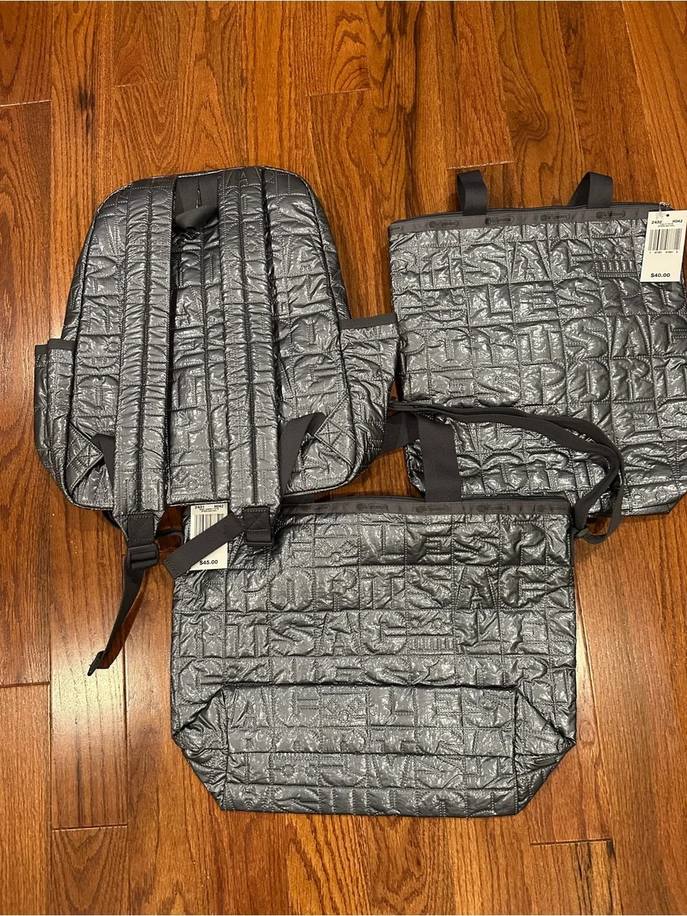 Lesportsac Lot of 3 bags NOHO Sterling Foil Quilted NWT